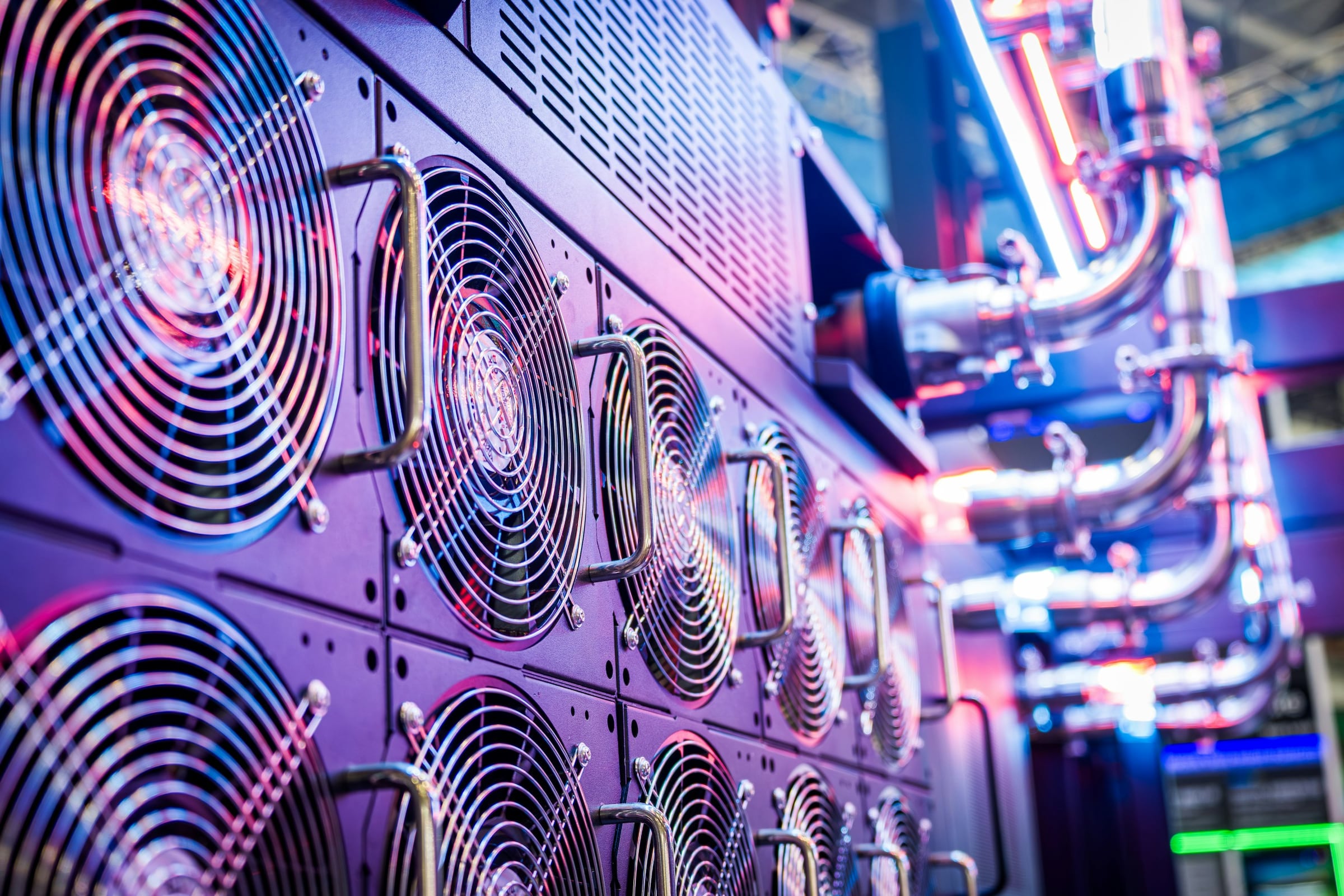 Close-up of server cooling fans in a modern data centre